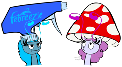 Size: 1290x708 | Tagged: safe, artist:cogweaver, derpibooru import, breezie, breezette, febreezie, febreze, hat, mushroom hat