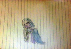 Size: 426x291 | Tagged: safe, artist:gracie_cleopatra, derpibooru import, pegasus, pony, braid, cape, clothes, crossover, elsa, frozen (movie), lined paper, photo, ponified, solo, traditional art