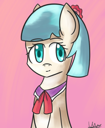 Size: 1118x1365 | Tagged: safe, artist:wolfy-pony, coco pommel, bust, portrait, solo