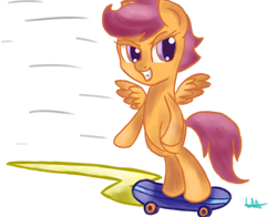 Size: 1836x1440 | Tagged: safe, artist:wolfy-pony, scootaloo, pegasus, pony, female, skateboard, solo