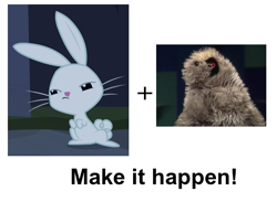 Size: 750x549 | Tagged: safe, derpibooru import, angel bunny, exploitable meme, make it happen, meme, ratty, ratty the handpuppet, x-play