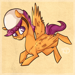 Size: 500x500 | Tagged: safe, artist:h0pelord, derpibooru import, scootaloo, pegasus, pony, female, filly, simple background, solo