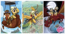 Size: 488x259 | Tagged: safe, daring do, dragon, pegasus, clothes, female, mare, official, poster, wings