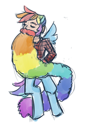 Size: 424x637 | Tagged: safe, artist:daily, oc, oc only, oc:icarus, satyr, beard, offspring, parent:rainbow dash, solo