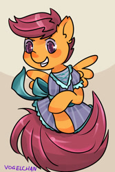 Size: 1280x1920 | Tagged: safe, artist:vogelchan, derpibooru import, scootaloo, clothes, dress, magical girl, solo