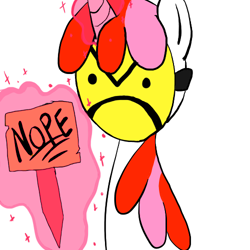 Size: 500x500 | Tagged: safe, artist:datte-before-dawn, derpibooru import, oc, oc only, >:c, mask, nope, reaction image, solo