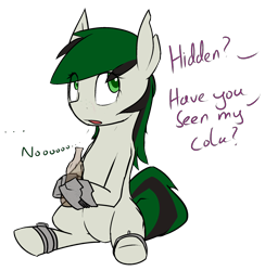 Size: 2060x2113 | Tagged: safe, artist:erthilo, derpibooru import, oc, oc only, oc:hidden fortune, cyborg, fallout equestria, prosthetics, solo, sparkle cola, treasure hunting