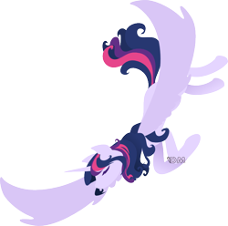 Size: 700x694 | Tagged: safe, artist:danie-me, derpibooru import, twilight sparkle, twilight sparkle (alicorn), alicorn, pony, eyes closed, female, flying, mare, simple background, solo