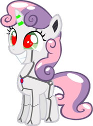 Size: 424x571 | Tagged: safe, artist:dtavs.exe, sweetie belle, sweetie bot, pony, robot, unicorn, excited, female, filly, foal, hooves, horn, modified, simple background, smiling, solo, squee, teeth, transparent background