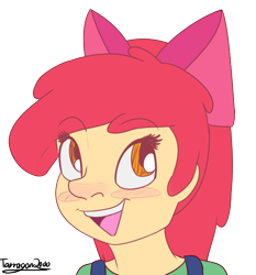 Size: 654x703 | Tagged: safe, artist:tarragon2000, derpibooru import, apple bloom, human, happy, humanized, smiling, solo