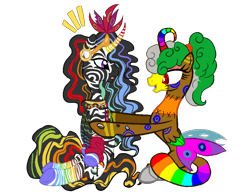 Size: 978x768 | Tagged: safe, artist:sarahostervig, derpibooru import, oc, oc only, oc:miss mary, oc:queen harmony, zebra, my eyes