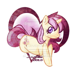 Size: 600x600 | Tagged: dead source, safe, artist:juvialle, derpibooru import, oc, oc only, oc:lannie lona, unicorn, heart, simple background, solo, transparent background, watermark