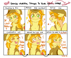 Size: 1000x813 | Tagged: safe, artist:kikuri-tan, derpibooru import, braeburn, earth pony, pony, bishonen, braebetes, cute, doing loving things, horsebando, husbando, implied femanon, male, meme, rejection, shipping denied, stallion