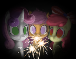 Size: 1920x1500 | Tagged: safe, artist:tivy, derpibooru import, apple bloom, scootaloo, sweetie belle, 4th of july, american independence day, cutie mark crusaders, independence day, sparklers