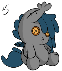 Size: 1222x1388 | Tagged: safe, artist:silver1kunai, derpibooru import, oc, oc only, oc:speck, bat pony, pony, plushie, solo