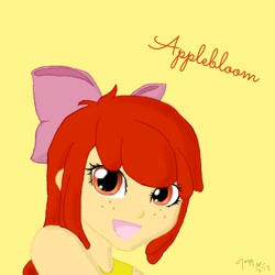 Size: 720x720 | Tagged: safe, artist:tayykitsune, derpibooru import, apple bloom, human, adorabloom, cute, humanized, solo