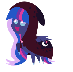 Size: 898x889 | Tagged: dead source, safe, artist:tenebristayga, oc, oc only, oc:princess sparkling night, alicorn, pony, alicorn oc, cape, clothes, magical lesbian spawn, offspring, parent:princess luna, parent:twilight sparkle, parents:twiluna, pointy ponies, simple background, solo, transparent background