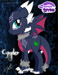 Size: 900x1151 | Tagged: safe, artist:srs17, dracony, hybrid, cynder, ponified, solo, spyro the dragon