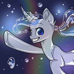 Size: 1500x1500 | Tagged: safe, artist:katputze, oc, oc only, bubble, happy, mane, solo, swimming, underwater