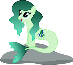 Size: 7126x6400 | Tagged: safe, artist:parclytaxel, hippocampus, mermaid, merpony, .svg available, absurd resolution, dutch, flevoland, mermaidized, nation ponies, netherlands, parody, ponified, province, provinciepaarden, rock, simple background, solo, story included, the little mermaid, transparent background, vector