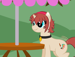 Size: 640x480 | Tagged: safe, artist:aha-mccoy, derpibooru import, oc, oc only, oc:corel, pony, unicorn, nopony-ask-mclovin, collar, female, mare, solo