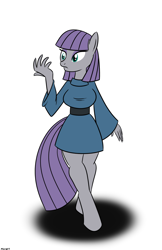 Size: 1128x1742 | Tagged: safe, artist:mofetafrombrooklyn, maud pie, anthro, earth pony, clothes, female, gray coat, solo