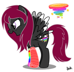 Size: 900x875 | Tagged: safe, artist:benkomilk, oc, oc only, pegasus, pony, clothes, rainbow socks, socks, solo, striped socks