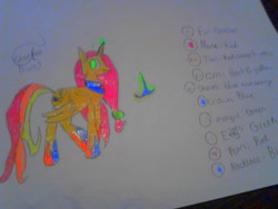 Size: 1280x960 | Tagged: safe, artist:ponydancer, oc, oc only, oc:starfire burn, alicorn, pony, alicorn oc, bright, colourful, donut steel, solo, traditional art