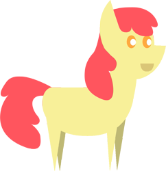 Size: 853x883 | Tagged: safe, artist:videogamehunter, derpibooru import, apple bloom, earth pony, pony, missing accessory, pointy ponies, solo