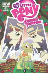 Size: 638x960 | Tagged: safe, artist:tonyfleecs, idw, flam, flim, granny smith, friends forever, spoiler:comic, spoiler:comicff9, apple, cover, flim flam brothers, photo