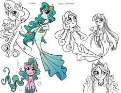 Size: 500x384 | Tagged: safe, artist:brendahickey, idw, hippocampus, merpony, concept art, coralita, jewel (mermare), what could have been