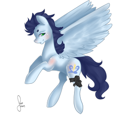 Size: 2000x2000 | Tagged: safe, artist:saoiirse, soarin', pegasus, pony, gun, pistol, solo