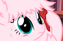 Size: 700x456 | Tagged: safe, artist:mixermike622, oc, oc only, oc:fluffle puff, blushing, cropped, reaction image, solo, sweat, sweating towel guy