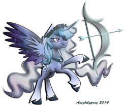 Size: 958x833 | Tagged: safe, artist:anightlypony, oc, oc only, alicorn, pony, alicorn oc, arrow, bow (weapon), bow and arrow, solo, weapon