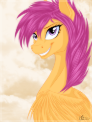 Size: 1500x2000 | Tagged: safe, artist:sevenada, scootaloo, bust, portrait, solo