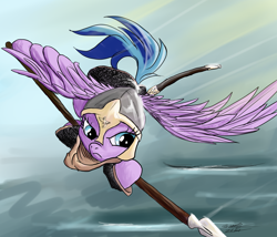 Size: 2100x1800 | Tagged: safe, artist:aaronmk, derpibooru import, pegasus, pony, solo, spear