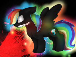 Size: 766x574 | Tagged: safe, artist:xxinsaneninaxx, oc, oc only, abstract background, donut steel, not rainbow dash, rainbow hair, solo