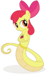 Size: 1200x1900 | Tagged: safe, artist:elsdrake, derpibooru import, apple bloom, lamia, original species, apple, simple background, solo, species swap, transparent background, vector