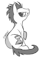 Size: 500x703 | Tagged: safe, artist:carrieoky, doctor whooves, earth pony, pony, male, monochrome, solo, stallion