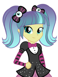 Size: 800x1071 | Tagged: safe, artist:pixelkitties, pixel pizazz, equestria girls, rainbow rocks, gothic lolita, lolita fashion, looking at you, pigtails, simple background, smiling, solo, transparent background, vector