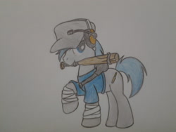 Size: 2048x1536 | Tagged: safe, artist:xphil1998, derpibooru import, oc, oc only, oc:trigger hooves, scout, solo, team fortress 2, traditional art