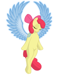 Size: 1496x1920 | Tagged: safe, artist:nebulastar985, derpibooru import, apple bloom, artificial wings, augmented, magic, magic wings, solo, wings