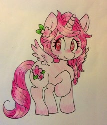 Size: 1094x1280 | Tagged: safe, artist:ahoykitty, derpibooru import, oc, oc only, alicorn, pony, alicorn oc, simple background, solo, traditional art