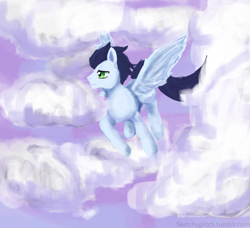 Size: 1024x932 | Tagged: safe, artist:glitchyraptor, derpibooru import, soarin', pegasus, pony, blue coat, blue mane, male, solo, stallion, wings