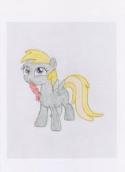 Size: 2550x3501 | Tagged: safe, artist:j4m35c, derpibooru import, chirpy hooves, drawing, quill, solo, traditional art