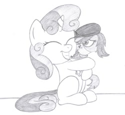 Size: 900x831 | Tagged: safe, artist:rmsaun98722, derpibooru import, sweetie belle, drawing, littlest pet shop, monochrome, my littlest pet shop: escape from equestria, smiling, traditional art, zoe trent