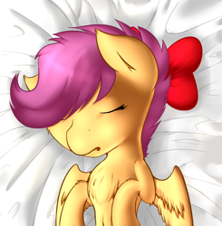 Size: 1030x1049 | Tagged: safe, artist:krucification, derpibooru import, scootaloo, bust, portrait, sleeping, solo