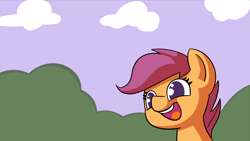 Size: 1280x720 | Tagged: safe, artist:phoenix-conrad, scootaloo, pegasus, pony, detailed background, female, filly, solo