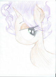 Size: 1700x2338 | Tagged: safe, artist:macroscopicponies, derpibooru import, oc, oc only, oc:pumpkin spice, bedroom eyes, scanned, solo, traditional art