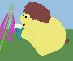 Size: 708x593 | Tagged: source needed, safe, artist:wolfram_sparks, derpibooru import, fluffy pony, flower, fluffy pony foal, fluffy pony mother, foxglove, imminent death, poison, poisonous, retarded, stupidity, weanling
